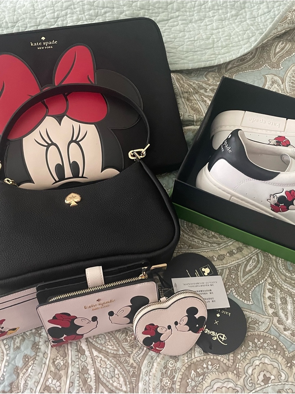 kate spade Black and Pink Minnie Mouse Satchel, Wallets & Sneakers Set